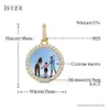 Anpassad isad 35mm 3,4ct Moissanite Memory Pendants Necklace Hip Hop Custom Photo Locket Picture Pendant Charm Necklace