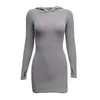 Kvinnor Sexig Autumn Winter Solid Color Long Sleeve Slim Mini Dress Sticked tröja klänningar Robe Vestidos S-2XL Femme 240109