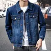 Single Breasted Coat Slim Fit Stylish Men's Korean Style Denim Jacket Långärmare Multi Tickets SingleBreasted för en 240108