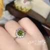 Bagues de cluster Bague de mariage de fleurs fraîches Femmes Vert brillant Blanc Rose Zircon Taille réglable Bijoux Saint Valentin Cadeau Accessoires