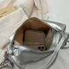 Stor mode hobo handväska bolsos sac en main fe ladies silver pu läder tygväskor läder hink hobo väskor metall axelväskor fmt-4337