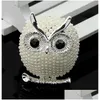 Pins, Brooches Owl Brooch Pearl Pins Sier Gold Bird Brooches Business Suit Dress Tops Cor For Women Men Fashion Jewelry Will And Drop Dhtpg