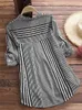 Women's Spring Fall Cotton Linen Long Sleeves Roll Up Striped Casual V Neck Button Down Shirts Blouses Collar Tunic Tops 240109