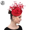 Bérets FS Fascinators Chapeau De Mariage De Mariée Fleur Élégant Pilulier Chapeaux Pour Femmes Cap Lady Cocktail Tea Party Fedoras