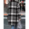 Höst- och vintermode Woolen Coat Plush Plaid Midlängd Temperament Womens English Style 240108