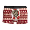 Shorts Natal 3d impresso roupa íntima masculina respirável confortável boneco de neve elegante cintura média