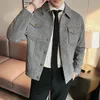 Nwe Slim Fit Woolen Plaid Bomber Winter Jacket Men Japanese Streetwear Men Jacket Winter Jackets For Men Brand Coat S-3XL 240109