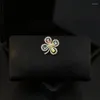 Brooches Colorful Four-Leaf Clover Brooch Women Luxury Corsage Suit Collar Pin Accessories Chest Anti-Exposure Safety Buckle Jewelry 5296