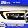 Head Lamp DRL DAYTIME Running Light Streamer Turn Signal Strålkastare för Ford Ranger LED-strålkastare 16-21 Biltillbehör Auto del