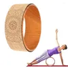 Yoga Blocks Wheel Back Roller Cork For Stretching Flexibility Bends Deepen Pose Backbend Wood