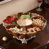 Assiettes plateau de fruits secs européen créatif, Table de salon avec couvercle, boîte à bonbons rotative, cadeau de maison, assiette à collation de grande capacité
