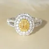 Cluster-Ringe, 18 Karat Weißgold, 0,88 ct, natürlicher echter Diamant, Ring, Schmuck, Verlobung, Hochzeit, Zertifikat