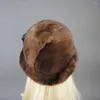Bérets d'hiver Style fourrure chapeaux femmes élégant chaud naturel entier vison luxe casquettes oreillette haute qualité chapeau Anti froid neige