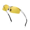 Lunettes de soleil homme conduite de nuit lunettes de Vision polarisées monture métallique rectangulaire Protection UVA UVB