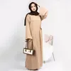 Vêtements ethniques Moyen-Orient Turquie Dubaï Couleur unie Robe de grande taille Robe traditionnelle musulmane Robes pour femmes