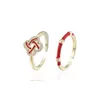 Ensemble de bagues en deux pièces de style chinois du Nouvel An avec diamants rouges de styliste, design haut de gamme, bijoux faits à la main pour femmes 302 276