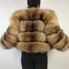 BEIZIRU abrigo de piel auténtica de mapache mujer invierno manga larga chaquetas de lujo naturales Top grueso 240108