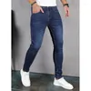 Jeans pour hommes 2024 Printemps Pantalons pour hommes à la mode Classique Stretchy Designer Skinny Blue Denim Élégant Slim-Fit Thin Boyfriend pour hommes