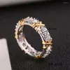 Cluster Ringen 1 stks Luxe Elegante Glanzende Zirkoon Kruis Voor Vrouwen Mode Eenvoud Ring Party Decor Festival Geschenken