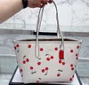 Sac fourre-tout imprimé cerise fourre-tout femmes designers sacs COABAG grande capacité sac à main sac à main épaule sacs à bandoulière mode cuir grand shopping