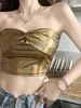 Kvinnors tankar Womengaga 2024 Golden Nightclub DJ Sexig Slim Bralette Crop Top Female Spicy Girl Workout Fashion Women Topps Tank Z9cn