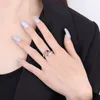 Cluster Rings S925 Full Body Silver Imitation Blue Brilliant Red Corundum One Geometric Ring Mother Lead Stone 6mm Wedding