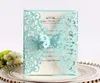 Light Blue Wedding Cards Shiny Laser Cut Cards Invitations With Butterfly for Engagement Party Business DIY 20 color Quinceanera I6870965