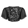 Jassen Sexy Bolero Vrouwen Zwart Wit 2019 Kant Elegante Dames Schouderophalen Korte Bell Mouw Cropped Jasje Schouderophalen voor Bruiloft Avond Prom