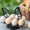 Kitchen Storage Iron Cast Duty Retro Ornaments Eggs Holder Countertop Decor Dining Room Organization Egg Stroage Display Rack Organizer