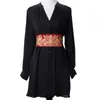 Japonais rétro brodé large ceinture Cummerbunds Kimono robe décor ceinture réglable dame Yukata ceinture cravate ceinture 240109