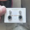 Boucles d'oreilles cloutées en diamant circulaire noir, boucles d'oreilles en acier titane plaqué or rose, boucles d'oreilles coréennes personnalisées simples et élégantes pour femmes