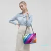 Borsa da donna Borsa a tracolla a catena con cuciture a contrasto di colore Borsa a tracolla portatile arcobaleno