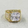 Cluster anéis hip hop moda cor de ouro 316l anéis de aço inoxidável para homens mulheres sqare aaa zircon femme anéis anillos mujer jóias presentes yq240109