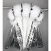 Maomaokong Rabbit Fur Lined Parka Natural Real Coat Silver Winter Jacket Women Raccoon Fox Collar Warm Parkas 240108