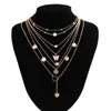 Pendant Necklaces Pink Butterfly Heart Star With Collar Necklace Women's 2024 Multi Layered Gold Color Metal Girl Birthday Jewelry