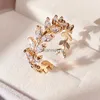 Cluster Rings Luxury Zircon Rings for Women Opening Adjustable Weave Rhinestone Ring For Woman Engagement Wedding Fashion Girlfriend Jewelry YQ240109