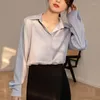 Damesblouses Stijlvolle blouse voor een chique uitstraling Mode Satijnen overhemden met knopen Tops Lente Zomer Blusa Mujer
