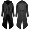 Heren trenchcoats Heren Steampunk Vintage Slipjas Jas Middeleeuwse gotische Victoriaanse geklede jas Uniform Party Prom Halloween Cosplay Kostuum