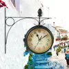 Horloge murale rétro Horloge murale double face de style européen Horloges classiques créatives avec kit de montage mural Horloge murale antique 240108