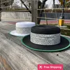 Designer Ball Caps Luo Family's New Sunshade Flat Top Hat para Mulheres Summer Beach Show Face Pequeno Chapéu Protetor Solar para Mulheres Cor Sólida Aba Larga Chapéu de Sol Maré 7W48