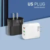 2USB+1PD Multi port wall adapters 30W phone laptop charger EU/US/UK adapted For iphone Samsung Smart phone