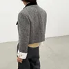 hdspqメタルボタン格子縞の女性用コートスプリング韓国スタイルの薄いトリミングジャケット女性ポケット長袖ジャケット女性240108