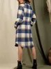 Damen-Vintage-Karo-Übergröße-Mantel mit Revers, langärmelige Wolljacke für einen lässigen und schicken Look 240109