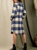 Women s Vintage Plaid Oversized Coat with Lapel Long Sleeve Woolen Outwear Jacket for Casual and Chic Look 240109