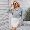 2024 Designer Denim Jacket Women Spring Fall Long Sleeve Denim Coat Fashion Blue Single Breasted Shirt Tops Casual Outwear Bulk Wholesale Clothing 10508