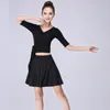 Stage Wear Ruffles Woman Dresses Latin Dance Competition Ballroom Practice Dress Women Elagant Skirt With Safety Pants 2024 Skirts