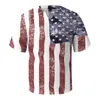 Homens camisetas Mens Independence Day Bandeira Digital 3D Impressão Bolha Enrugada Tecido Manga Curta V Pescoço Camisa Top