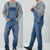 Salopette in denim multitasche tinta unita jeans da uomo Tuta morbida e traspirante con bretelle per il massimo comfort