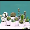 Couronnes de fleurs décoratives, fournitures de fête festives, livraison directe 2021, 22 styles de plantes succulentes artificielles miniatures, faux cactus2459