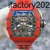 Top ZF Factory RicharsMiller Tourbillon Carbon Fiber Case RM11-03 Red Magic Automatic Mechanical Watch Red Carbon Fiber Material Date Display Warranty